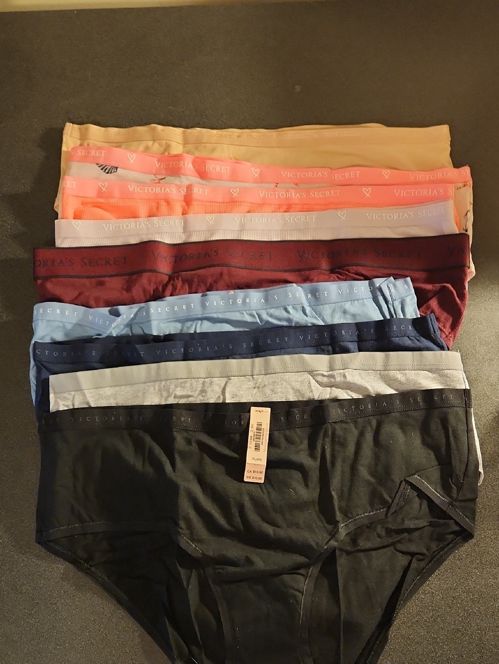 Large Lot Of 9 Victorias Secret Cotton Hiphugger Panties XL NWT